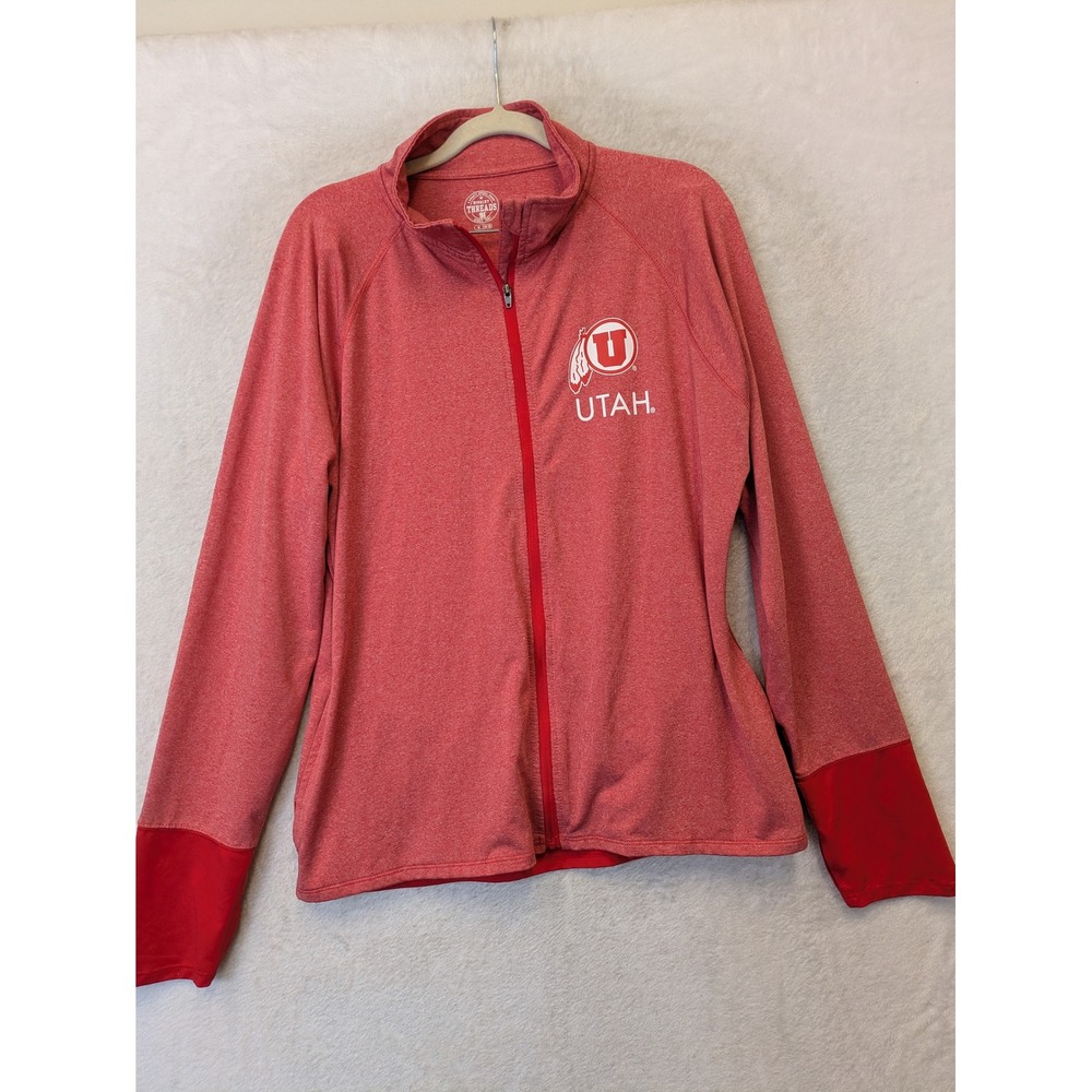 Rivalry Threads‎ Full Zip Jacket Women's XL Red Utah Utes Heathered Mock Neck